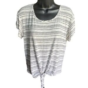 Pebble & Stone Rayon Black and White Front Tied T-Shirt Size L